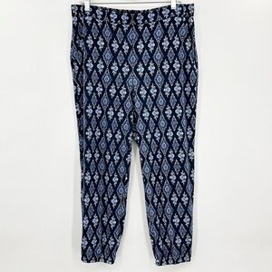 White House Black Market The Jogger Blue Ikat Crop Pants